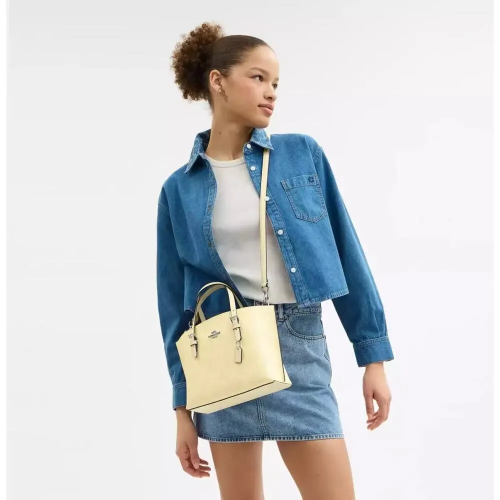 Coach Mollie Tote Bag 25 Signature Canvas CAL50 Signature Canvas/Silver/Hay NWT